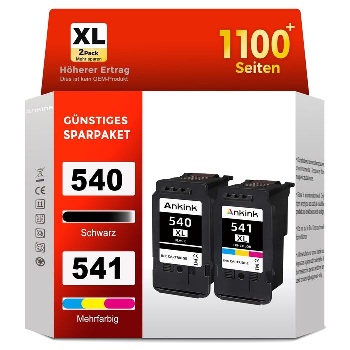 Комплект картриджів PG-540XL та CL-541XL (чорний та кольоровий) для принтерів Canon PIXMA
