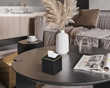 Скляна коробка для серветок квадратна, шкіряна, чорна перламутр - органайзер для ванної, спальні, кухні, офісу