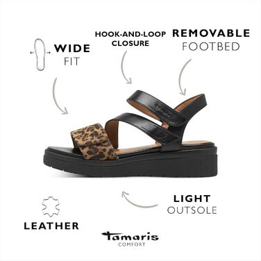 Босоніжки жіночі Tamaris 8-88705-44 Wide Fit, 37 EU, чорні Leo - широка колодка