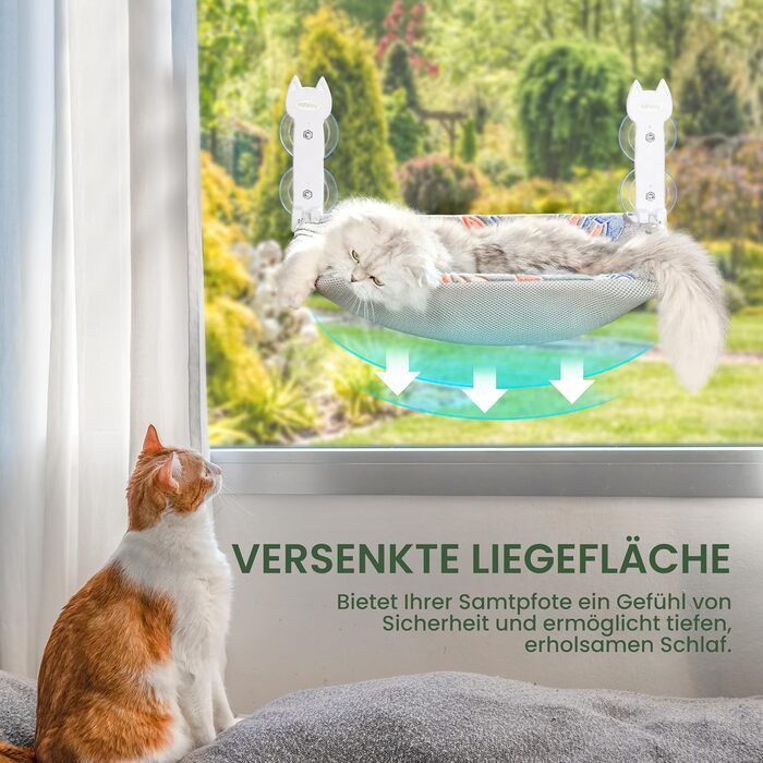 Кішка ліжко на вікно, світлодіодна килимок, складана, бездротова, до 20 кг, зручне ліжко з оглядом 360°, кішка гамак, віконце ліжко (Сірий, 1 шт.)