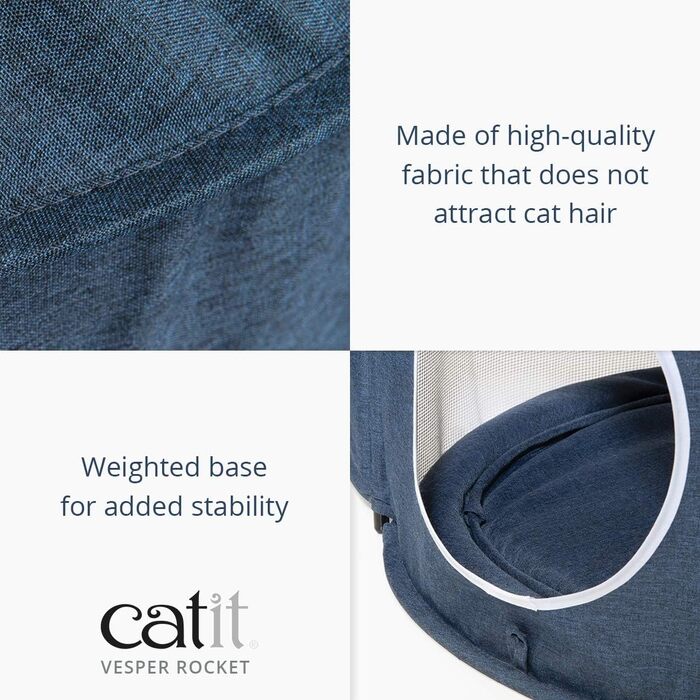 Catit 42001 Vesper Tower, rocket-shaped, with sleeping cushion, for cats, blue