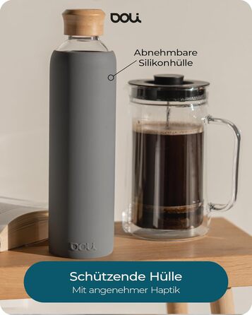 Doli Stainless Steel Water Bottle with Silicone Sleeve - Ideal for Hot & Carbonated Drinks - Absolutely Leak-Proof - Dishwasher Safe - BPA-Free