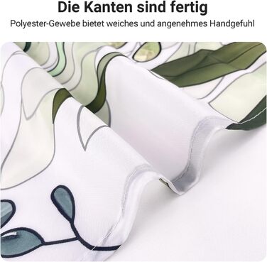 Штора для душу 300x200 см, зелені листки, антигрибкова, текстильна, з обтяженим краєм, водовідштовхувальна, поліестер, з кільцями та 16 гачками для ванної кімнати