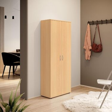 Stella Trading 3 Shoe Cabinet Tall, White - Versatile Multi-Purpose Cabinet with Adjustable Shelves - 70 x 176 x 35 cm (W/H/D) (Beech)