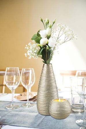 3-Piece Ceramic Pampas Grass Vase Set - Decorative Vases for Home, Table Arrangements, Living Room, Office, Wedding & Holiday Decor - 28cm Tall