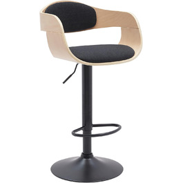 Kingston Adjustable Bar Stool with Premium Upholstery - Durable Metal Frame (150kg Capacity) - Black Fabric