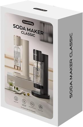 Машина для газованої води GreatWhip Wassersprudler: біла, з пляшкою 1 л, сумісна з CO2 (60 л)