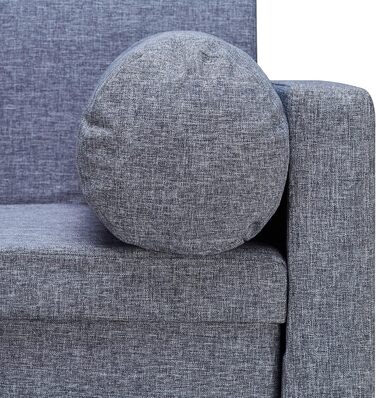 Relaxdays Bench with Backrest, 2 Cushion Rolls, Folding, Storage, Upholstered, Hallway, Storage Bench 75 x 115 x 47 cm, Grey, Cream (Dark Grey)