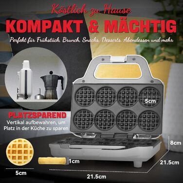 Міні-вафельниця SugarWhisk для дітей, біла: 8 смачних вафель 5x8 см, антипригарне покриття, з рецептами