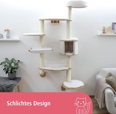 Дерев'яний комплекс для котів Kerbl Dolomit XL, білий, 70x45x185 см, для кількох котів, з сизалевими стовпчиками