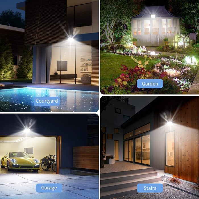 Viugreum 100W LED Flood Light Outdoor 8000LM Floodlight Outdoor IP65 Outdoor Spotlight 5000K Floodlight Cold White Spotlight Floodlight with 50cm Cable for Backyard Driveway Garage Hallway (2 Pack, 150W 2 Packs)