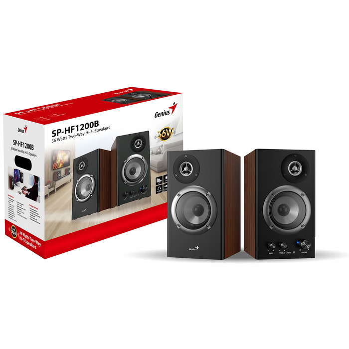 Акустична система GENIUS SP-HF1200B, 2.0, 36 Вт, дерев'яний корпус