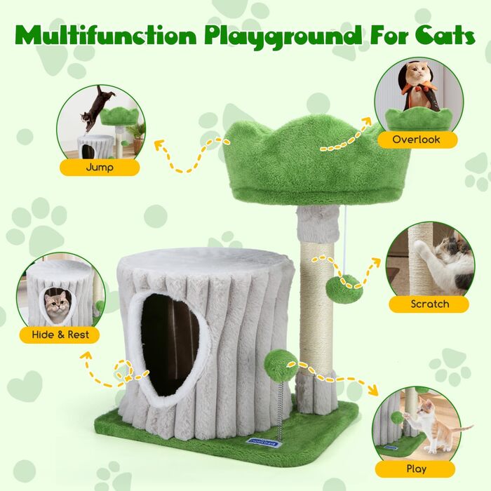 Кігтеточка для котів Nobleza Katzenbaum – стабільна, з платформою та будиночком, 40x30x55 см