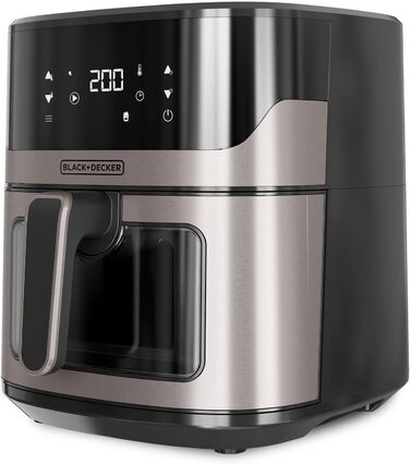 Фритюрниця повітряна BLACK+DECKER BXAF6500E, 1600W, 6.5л, 1300г картоплі фрі, 8 програм, регулювання температури 80-220°C