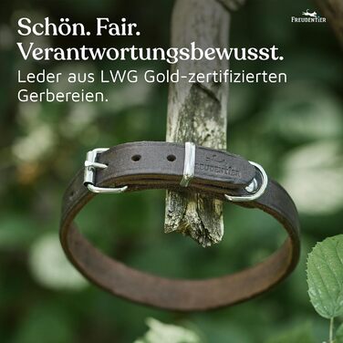 Смугастий шкіряний нашийник для собак Freudentier Alsterufer - ручної роботи, з сертифікованої шкіри, для малих, середніх та великих собак (Чорний, 43,5-55см)