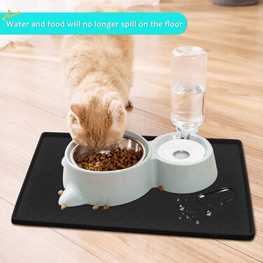 Підставка для миски для собак та котів Umtiti 60x40 см, кремового кольору, водонепроникна, з силікону, не слизька, для годування, L-1 шт.