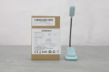 Ліхтар для читання BIGMONAT з USB зарядкою, кліпсою, 6 LED, 3 режими яскравості та колірної температури, гнучкий на 360°, синій