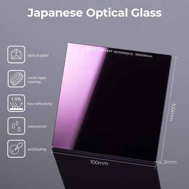 Набір фільтрів K&F Concept Nano-X: квадратний фільтр, тримач, адаптерні кільця (ND32000)