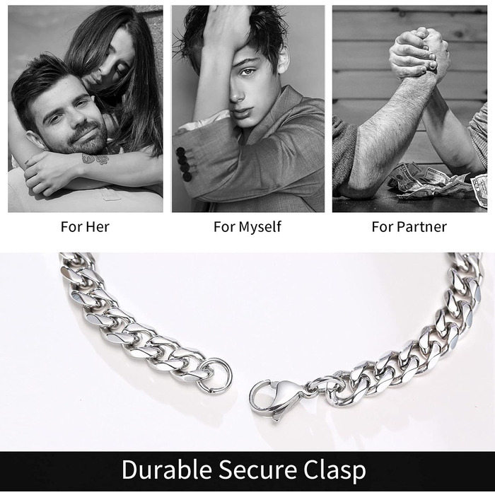 Чоловічий браслет TempBeau на руку: 4/5 шт. з нержавіючої сталі, 19/21 см, ланцюжок-панцир, стильний аксесуар для чоловіків, подарунок для тата/друга