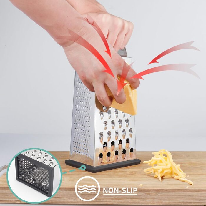 Тёрка для овощей из нержавеющей стали с деревянной ручкой, 4-сторонняя квадратная тёрка для кухни