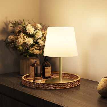 Настільна LED лампа EZVALO бездротова, 2 шт., IP65, 4500mAh, USB-C, диммер сенсорний, 3 режими світла, золота. Лампа для кемпінгу, спальні та столу.