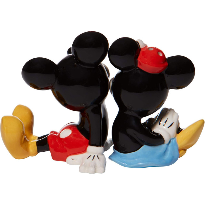 Enesco Disney Ceramics Salt and Pepper Shaker Set, Sitting, Mickey and Minnie Mouse, 8.9 cm, Multicolor