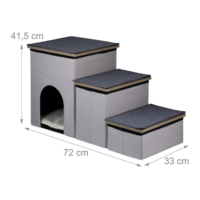 Relaxdays 3-Step Dog Stairs with Cave