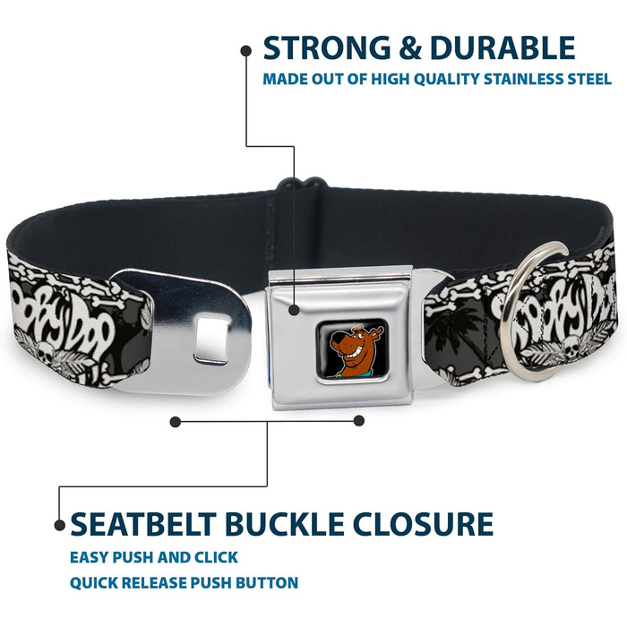 Нашийник для собак Buckle-Down з пряжкою Scooby Doo - 1 дюйм шириною, підходить для шиї 28-43 см - середній