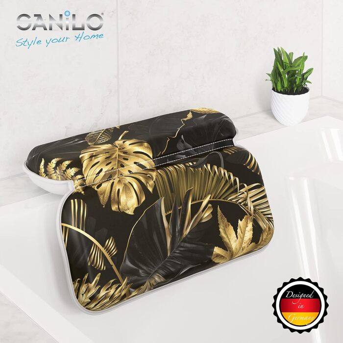 Подушка для ванни Sanilo Golden Leaves, м'яка подушка для шиї з присосками, декоративна, знімний чохол, що миється