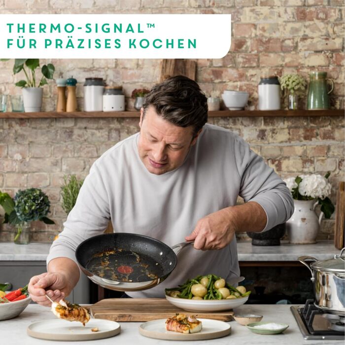 Сковорода Tefal Jamie Oliver Cook's Direct 24 см, індукційна, антипригарна, з термоіндикатором, нержавіюча сталь