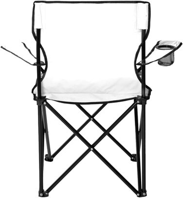 Кемпінговий стілець JELEX Expedition зі спинкою, підлокітниками та тримачем для напоїв, простий механізм складання. Водо- та брудовідштовхувальне покриття (білий)