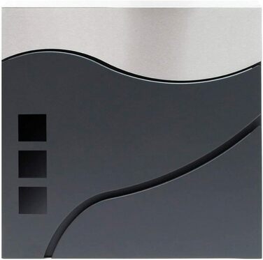 Поштовий ящик Verda з газетницею, 2 ключі, 37x37x11 см, нержавіюча сталь, дизайнерський настінний поштовий ящик, сучасний стиль