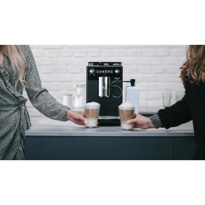 Melitta Latticia OT - Fully Automatic Coffee Machine with Milk System, Coffee Machine with Grinder for e.g. Coffee or Cappuccino, black