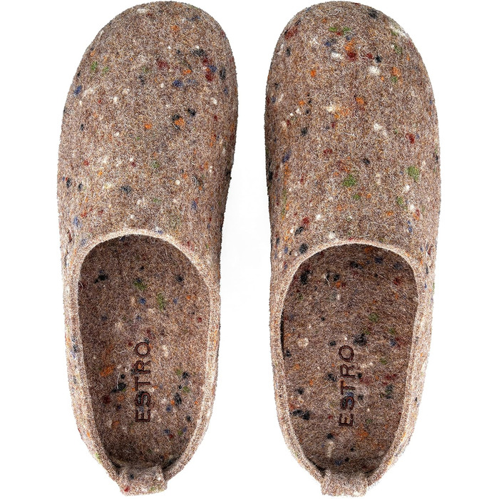 Чоловічі фетрові тапочки ESTRO з фетровою підошвою - теплі зимові тапочки для дому, чоловічі, бежеві (40 EU, широкі)