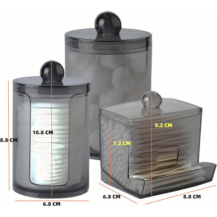 Диспенсер для ватних дисків та паличок з PET, чорний. Організатор для косметики та макіяжу.