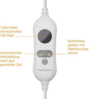 Електрична підігріваюча ковдра Medisana 150x80 см з 3 рівнями нагріву, системою безпеки та автовимкненням