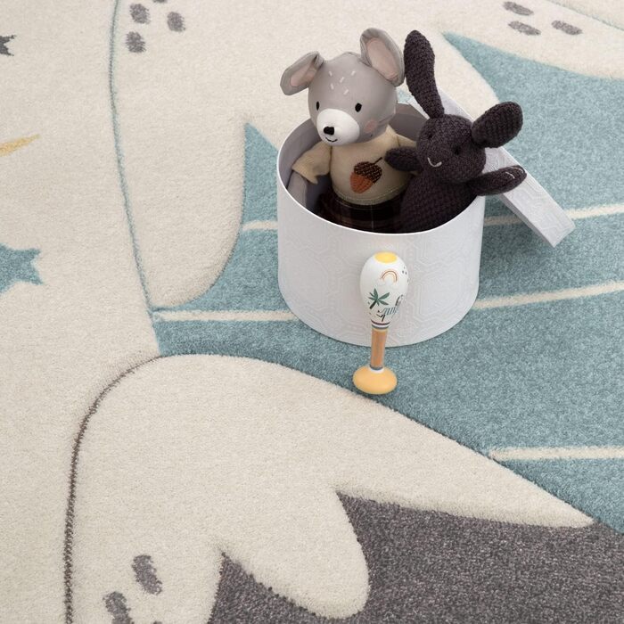 Дитячий килим Paco Home для хлопчиків та дівчаток 3D Пастельні гори, хмари, зірки 160x230 см Бежевий