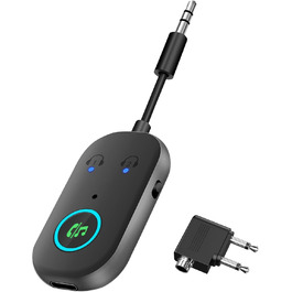 Bluetooth передавач/приймач 2-в-1: адаптер Bluetooth 5.3 з аудіороз'ємом 3.5 мм для навушників, авто, ТВ та аудіосистем