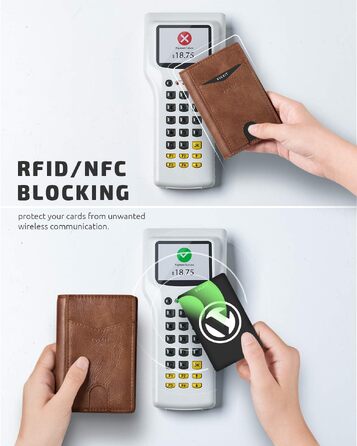 Чоловічий шкіряний картхолдер VULKIT з RFID/NFC захистом, тонкий гаманець для карток на 10 відділень, коричневий