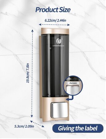 Механічний дозатор мила CHUANGDIAN для стін, 200 мл, білий (Einfach Gold)