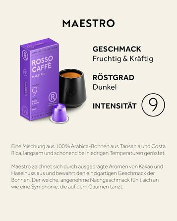 Капсули кави ROSSO CAFFÈ Nespresso 'Extra Dark', 120 шт. - 3 преміум-суміші, сумісні з Nespresso
