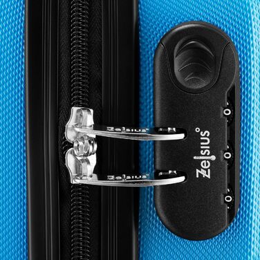 Набір валіз Zelsius 3 шт., блакитний | ABS, з кодовим замком, роздільниками всередині, для ручної поклажі, великий, комплект багажу