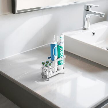 Тримач для зубних щіток Luxspire, нержавіюча сталь, електричний, настінний без свердління, з дренажними отворами для органайзера пасти, 6 відділень (матова срібляста)