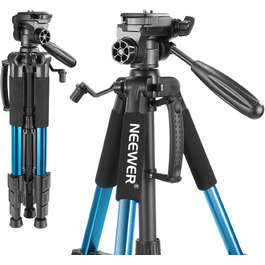 Штатив для камери Neewer 142 см з алюмінієвого сплаву з 3-стороннім поворотним кріпленням, сумка, підтримка до 4 кг, синій (SAB234)
