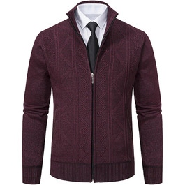 Чоловічий кардиган на блискавці з кишенями, в'язана куртка, лонгслів, світшот Regular Fit, в'язані куртки, зимовий пуловер, тепла куртка, класичний в'язаний пуловер для м'якої осені, XXL, червоний