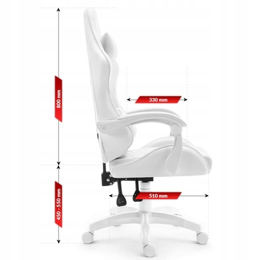 Ігрове крісло Hell's Chair HC-1000 White, біле, штучна шкіра
