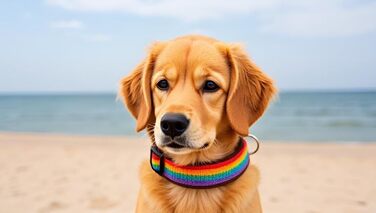 Нашийник для собак Extra-Wide & Soft з неопреновим наповнювачем (S, L, 50-55 см), Кольори: Райдуга на коричневому