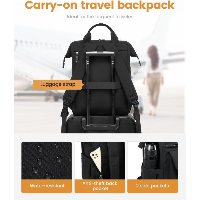 Рюкзак LOVEVOOK для дівчат та хлопців, чорний, водонепроникний, 15.6