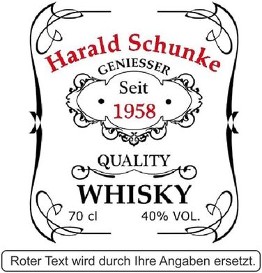 2-Piece Gift Set with Whiskey Bottle and Whiskey Glass - Elegant Glass Carafe Capacity: 700ml - with Engraving Motif Quality Whisky
