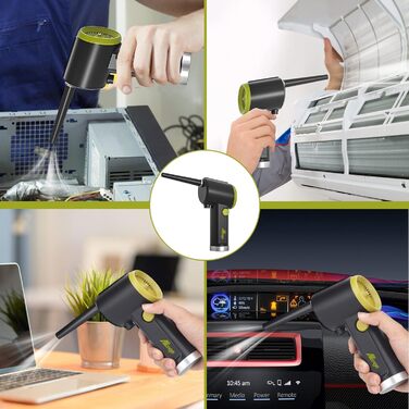 Електричний пилосос для повітря, Air Duster, 41000 обертів/хв, набір для чищення ПК, ручний бездротовий, портативна повітряна канона з USB-кабелем та щіткою для чищення, для комп'ютерів, клавіатур, авто, домашніх тварин, TAD07